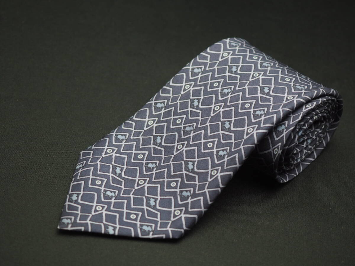 美品【HUNTING WORLD ハンティングワールド】 E1716 ネイビー SILK ブランド ネクタイ 古著 良品