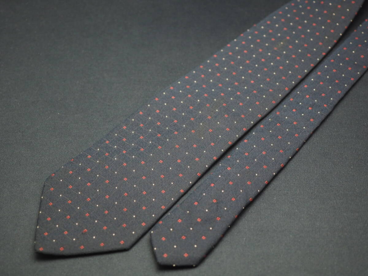 美品【DOLCE＆GABBANA ドルチェ＆ガッバーナ】 E1756 ブラックネイビー系 SILK ブランド ネクタイ 古著 良品