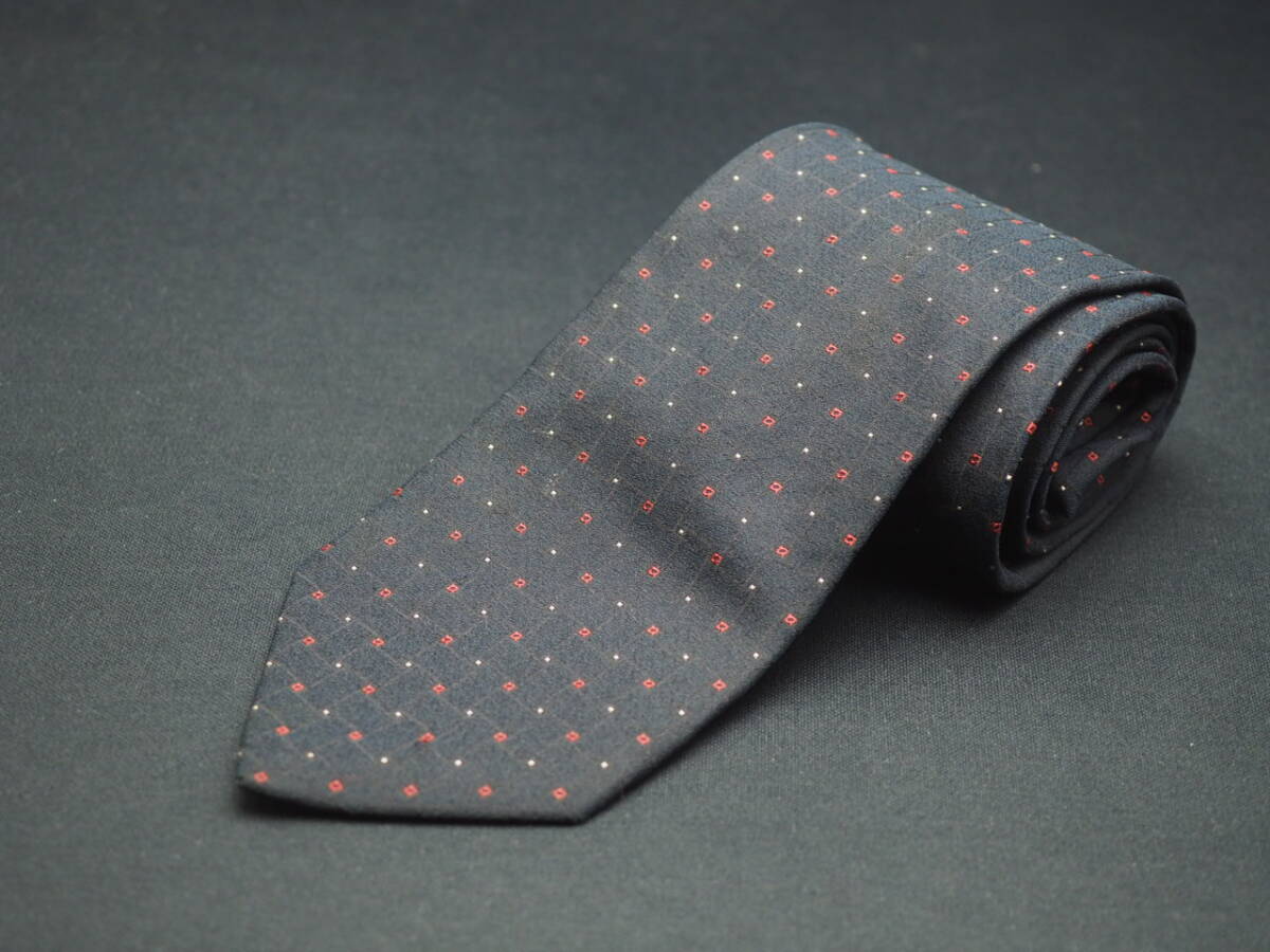 美品【DOLCE＆GABBANA ドルチェ＆ガッバーナ】 E1756 ブラックネイビー系 SILK ブランド ネクタイ 古著 良品