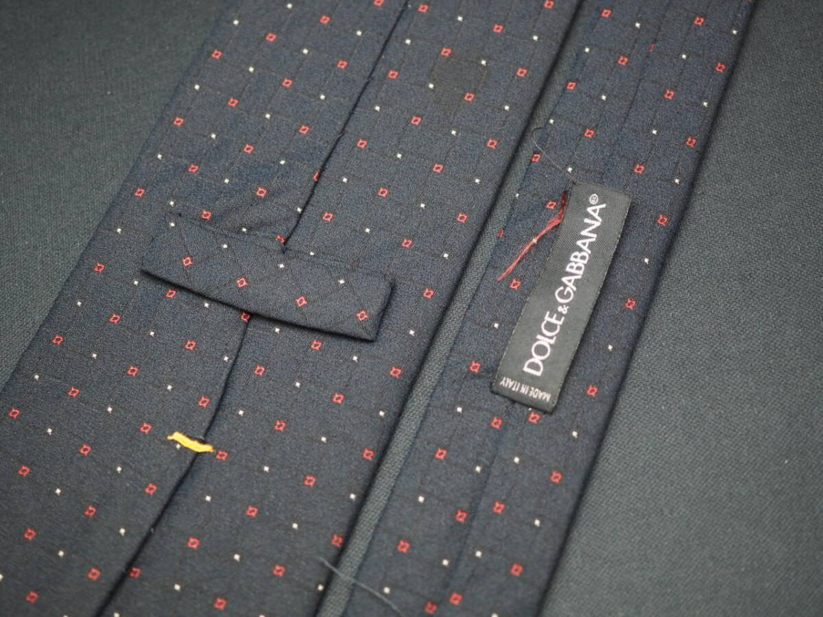 美品【DOLCE＆GABBANA ドルチェ＆ガッバーナ】 E1756 ブラックネイビー系 SILK ブランド ネクタイ 古著 良品