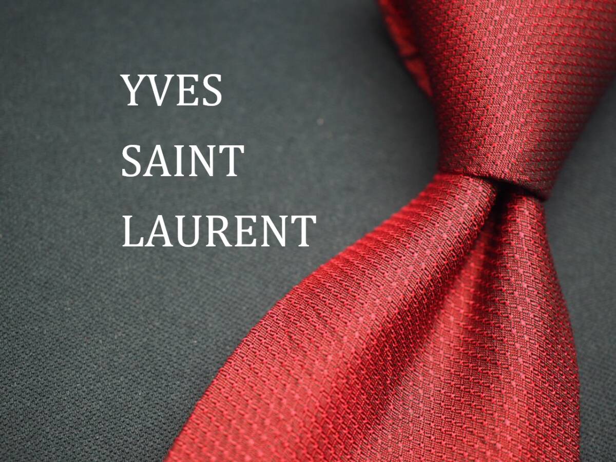 【Yves Saint Laurent イヴサンローラン】 E2099 赤ワイン系 フランス制 SILK ブランド ネクタイ 古著 良品