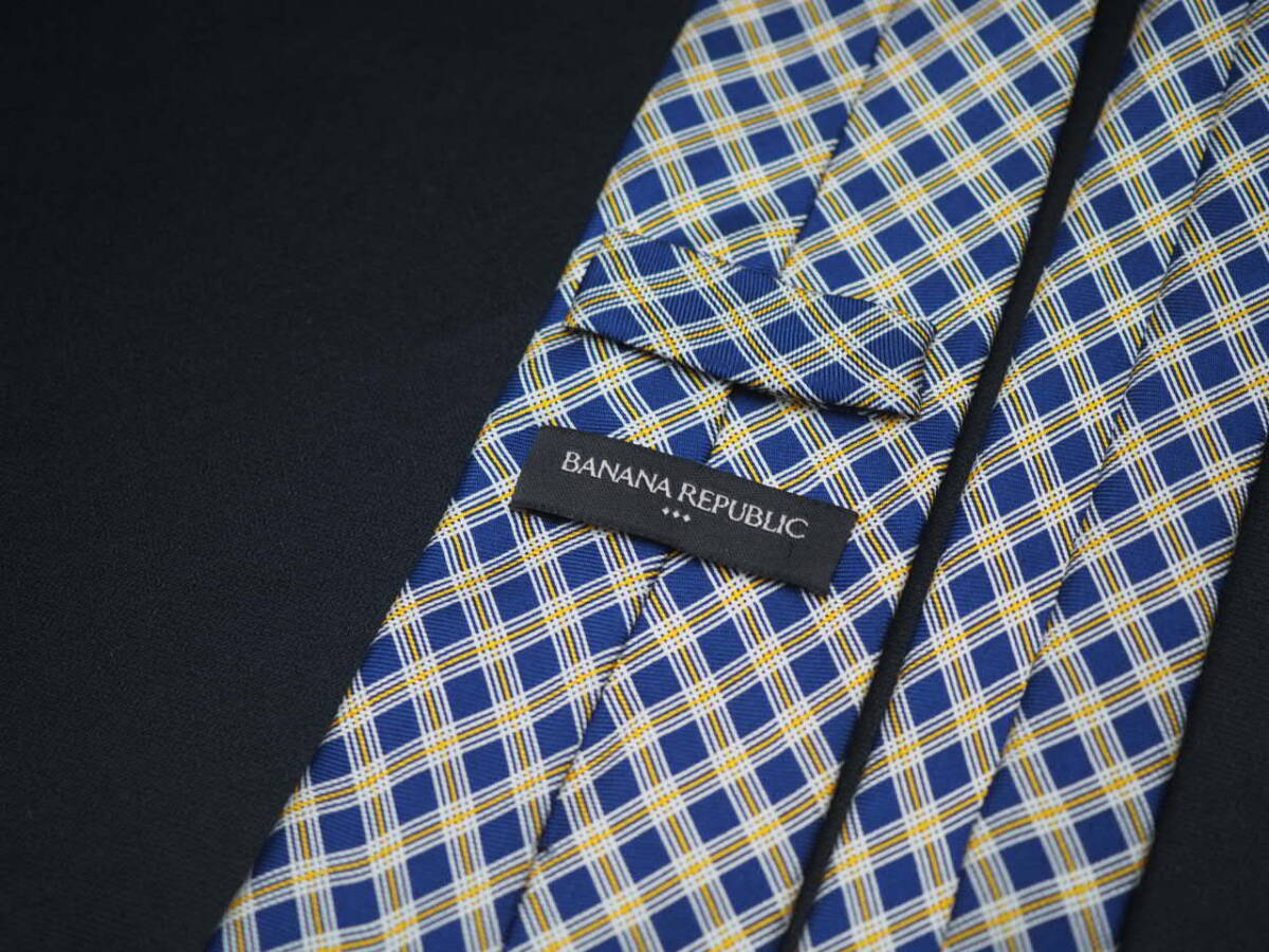 美品【BANANA REPUBLIC バナナリパブリック】 E2124 黄 ネイビー SILK ブランド ネクタイ 古着 良品_画像4