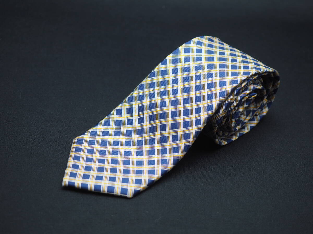 美品【BANANA REPUBLIC バナナリパブリック】 E2124 黄 ネイビー SILK ブランド ネクタイ 古着 良品_画像2