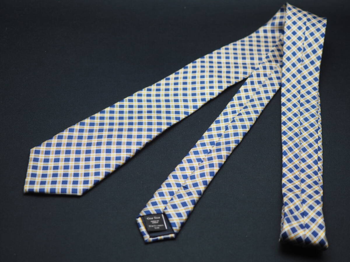美品【BANANA REPUBLIC バナナリパブリック】 E2124 黄 ネイビー SILK ブランド ネクタイ 古着 良品_画像6
