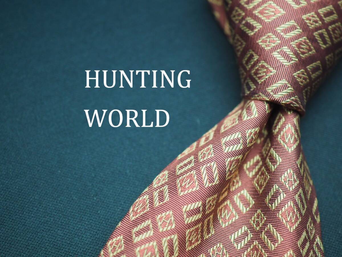 美品【HUNTING WORLD ハンティングワールド】 E2149 SILK ブランド ネクタイ 古著 良品