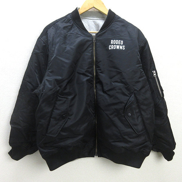 D■ロデオクラウンズ/RODEO CROWNS 中綿リバーシブルブルゾンJKT【FREE】黒 灰/LADIES/130【中古】