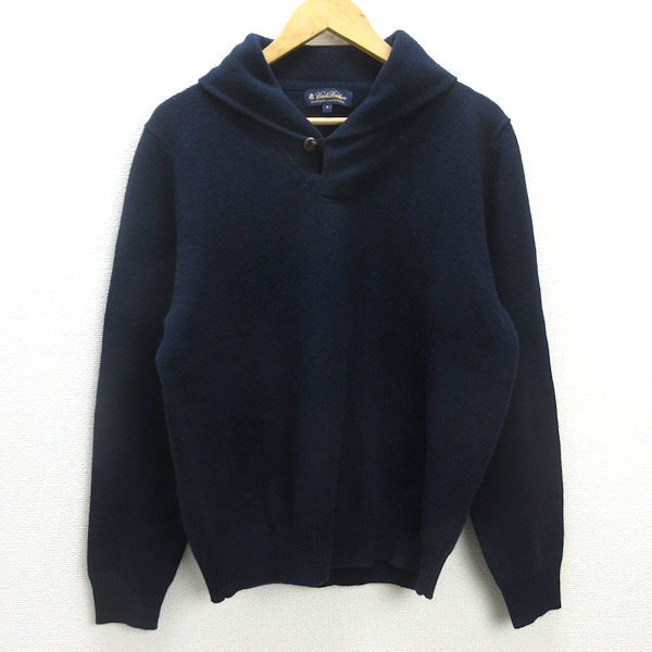 H■ブルックスブラザーズ/BROCKS BROTHERS ショールカラーニットセーター【S】紺/MENS■25【中古】