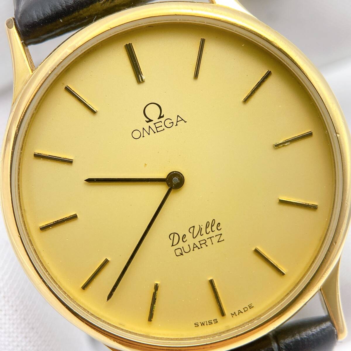 1-4☆美品☆ OMEGA オメガ デビル 腕時計 稼働 新品ベルト クォーツ オメガ デビル クォーツ ローマン文字盤 メンズ 稼働品(OMEGA