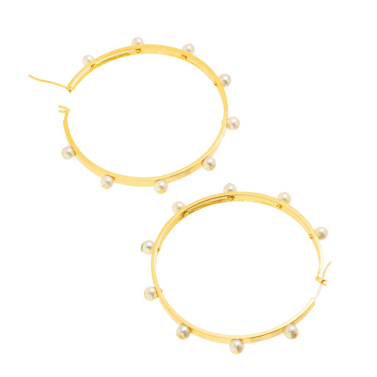 タサキ TASAKI アコヤ真珠 4.0-3.7mm フープ ピアス K18 YG 750 パール 田崎真珠 Akoya Pearl Earrings Pierced 90272389_画像3