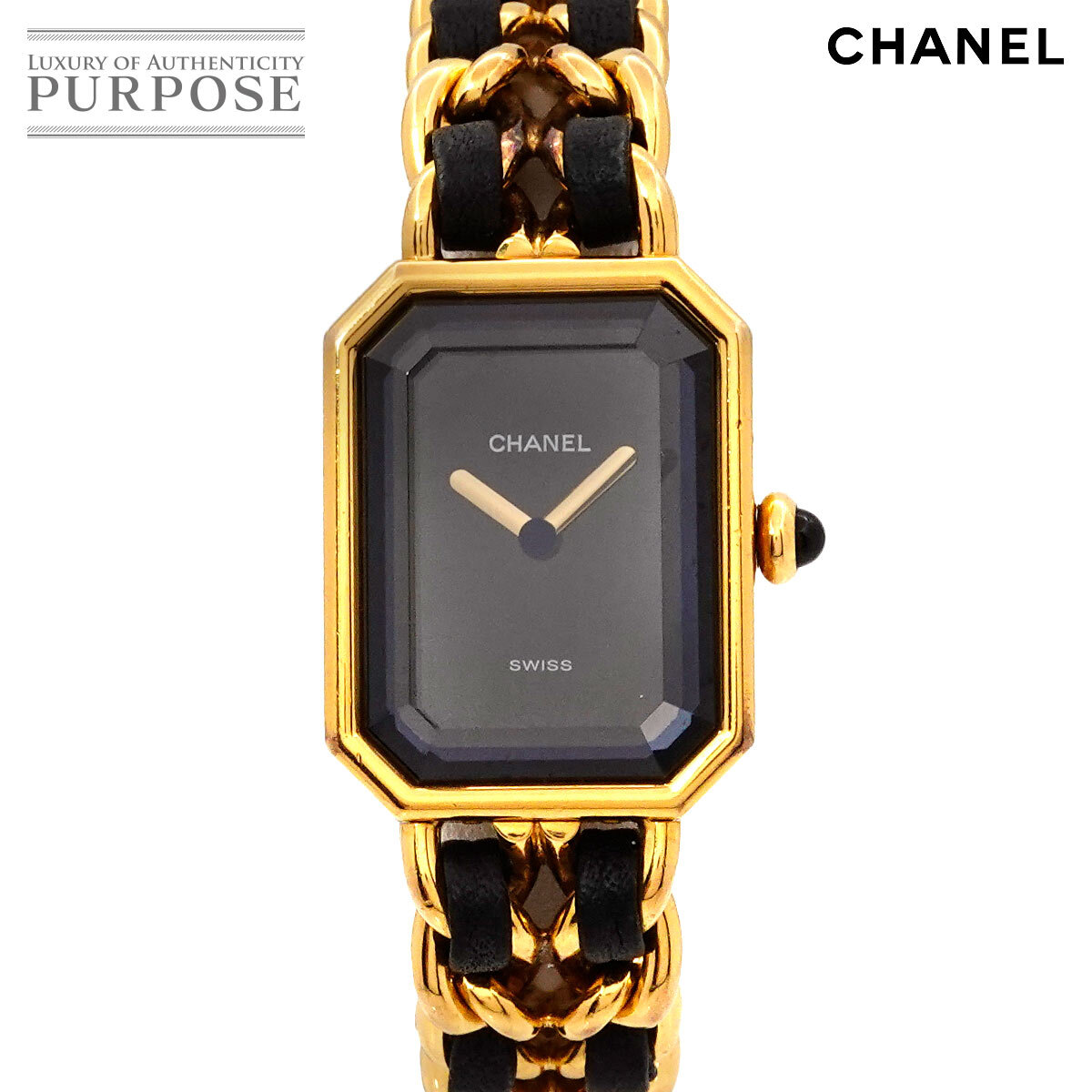 シャネル CHANEL プルミエール Sサイズ H0001 ヴィンテージ レディース 腕時計 ブラック ゴールド クォーツ Premiere 90280118