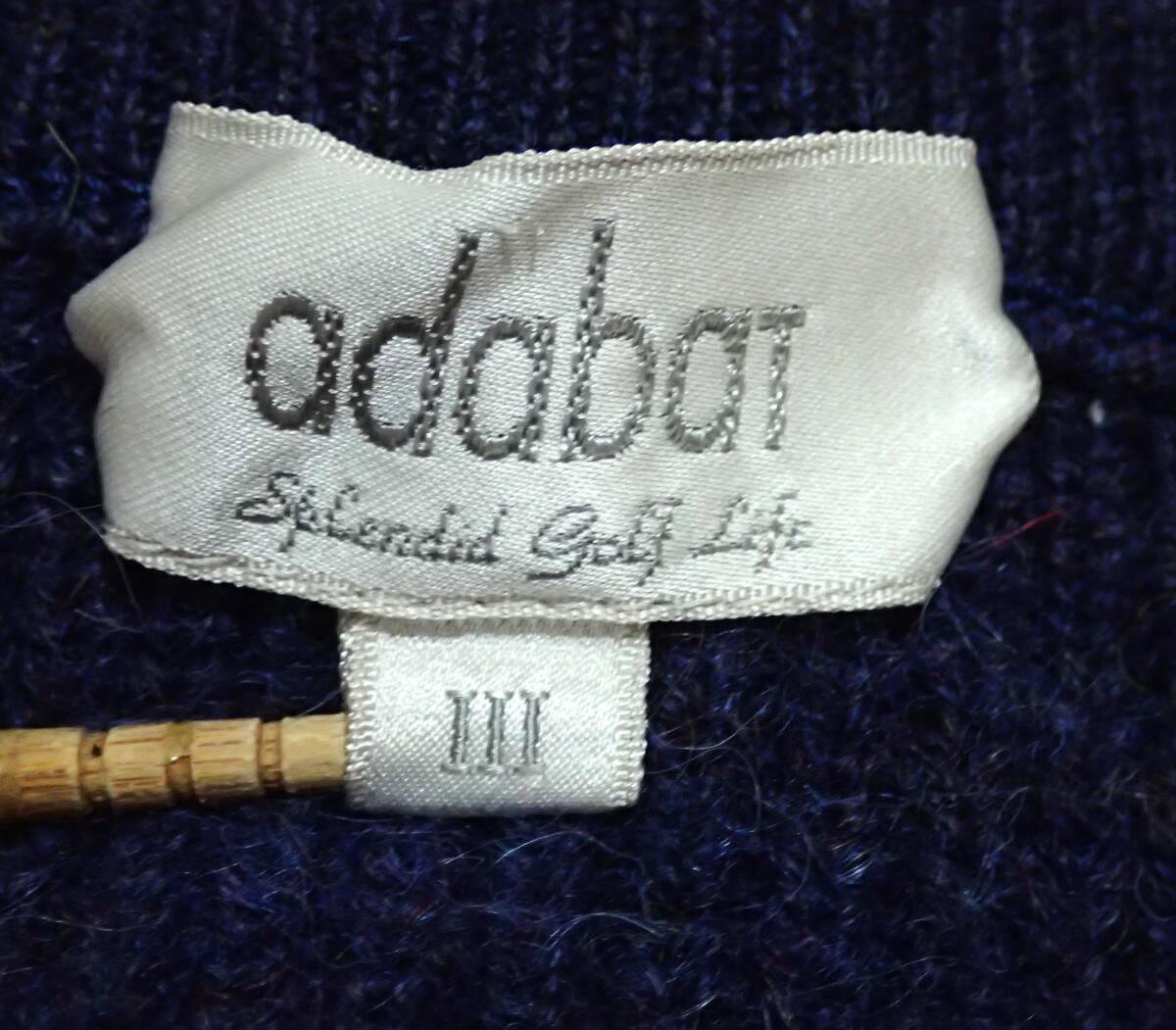 ☆adabat　☆アダバット　☆ワールド　☆Ｖネックセーター　☆ウールニット　☆プルオーバー　☆ネイビー　☆メンズ　☆サイズⅢ_画像8
