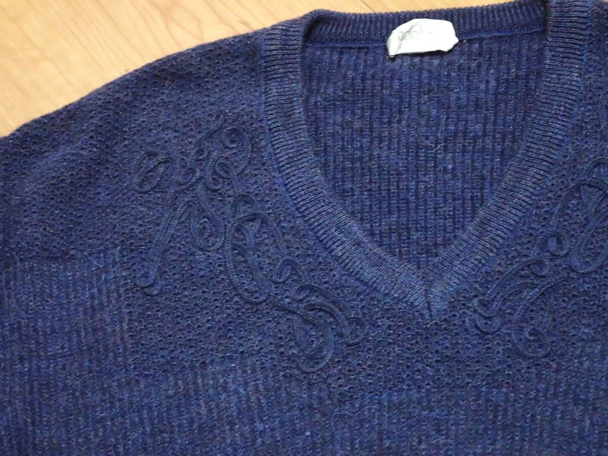 ☆adabat　☆アダバット　☆ワールド　☆Ｖネックセーター　☆ウールニット　☆プルオーバー　☆ネイビー　☆メンズ　☆サイズⅢ_画像5