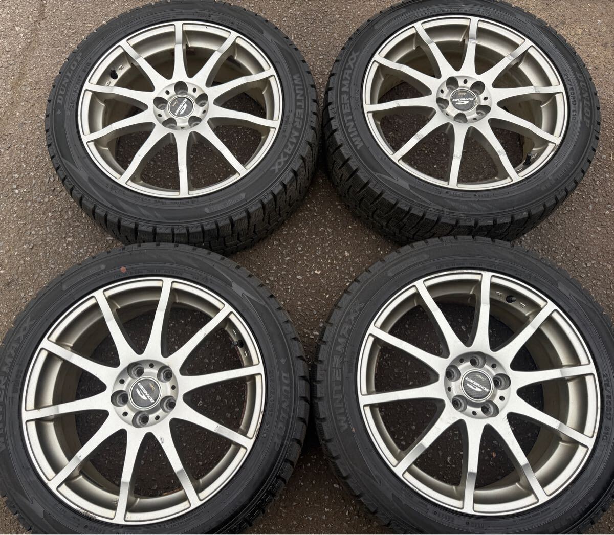 17インチ 7J PCD100 +50 215/50R17 ダンロップ　WM02 2019年製　スバル レガシィ 86 BRZ エクシーガ プリウス　深溝　４本セット_画像1