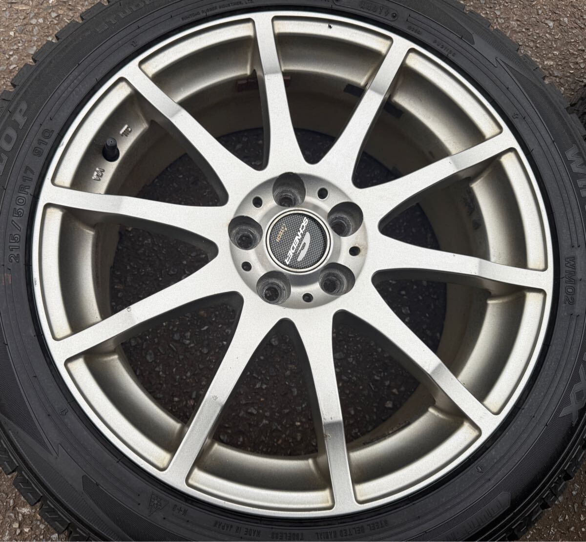 17インチ 7J PCD100 +50 215/50R17 ダンロップ　WM02 2019年製　スバル レガシィ 86 BRZ エクシーガ プリウス　深溝　４本セット_画像4