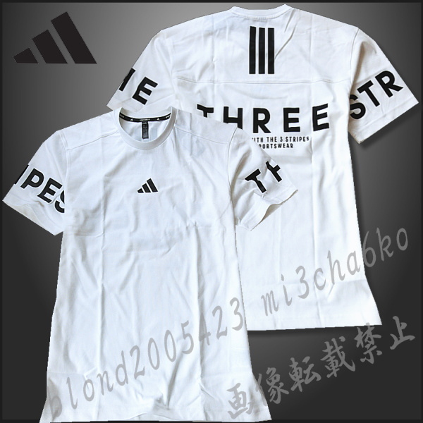 ■新品【adidas】アディダス ゴルフに最適 背面BIGロゴ 速干生地 クルーネック 半袖シャツ■WH/XL(LL)