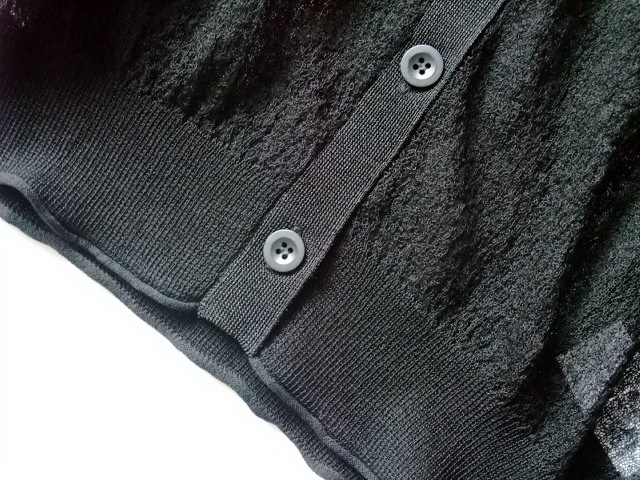 訳ありAudrey and John Wadオードリーアンドジョンワッド★シアー★裾袖メロー丸首ベーシックカーデガン★M黒ブラック著回し冷房対策重ね著