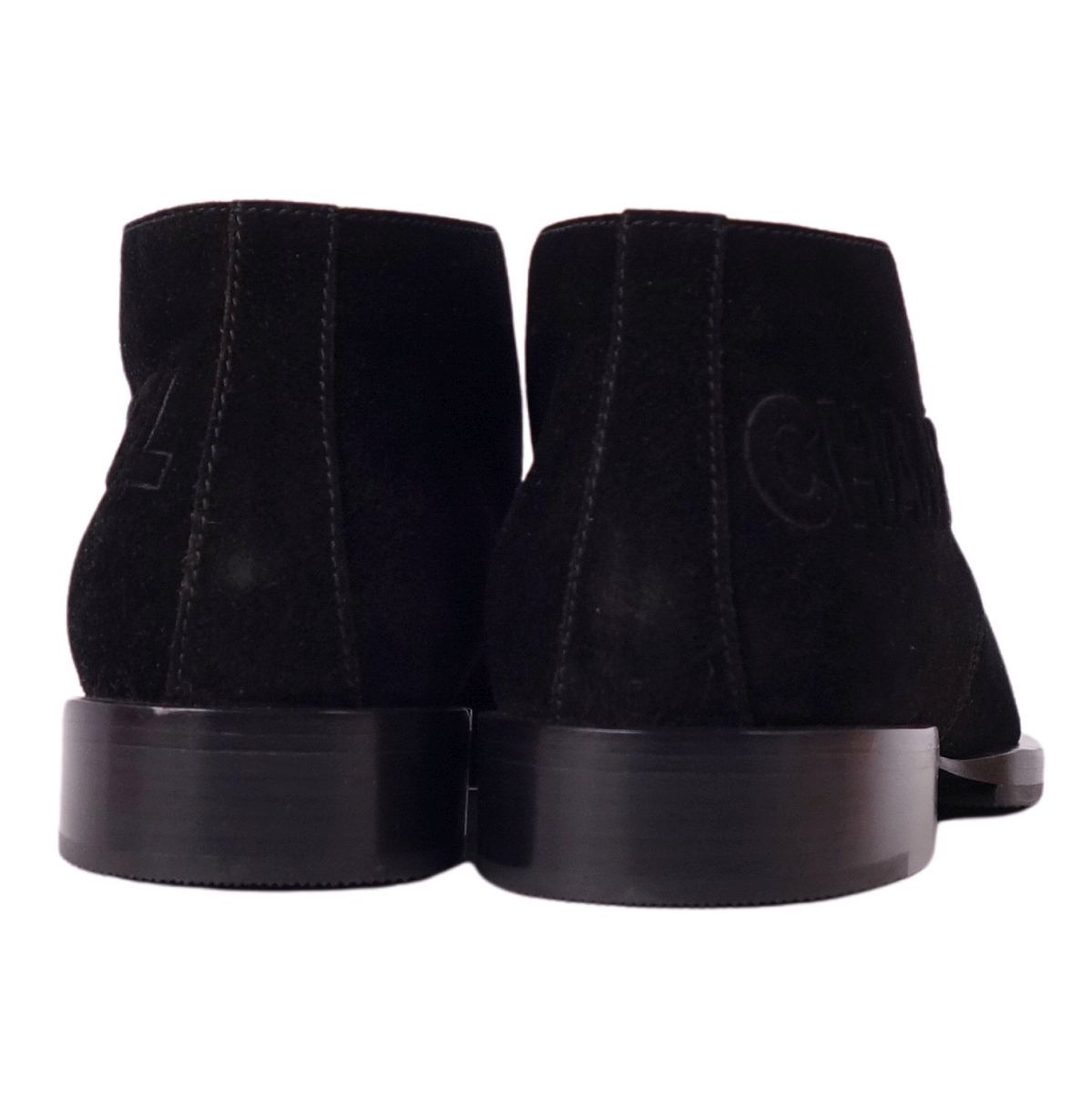未使用 Vintage シャネル CHANEL ブーツ チャッカブーツ ロゴ スウェードレザー シューズ 靴 レディース 36.5 ブラック ce04dt-rm10e30793