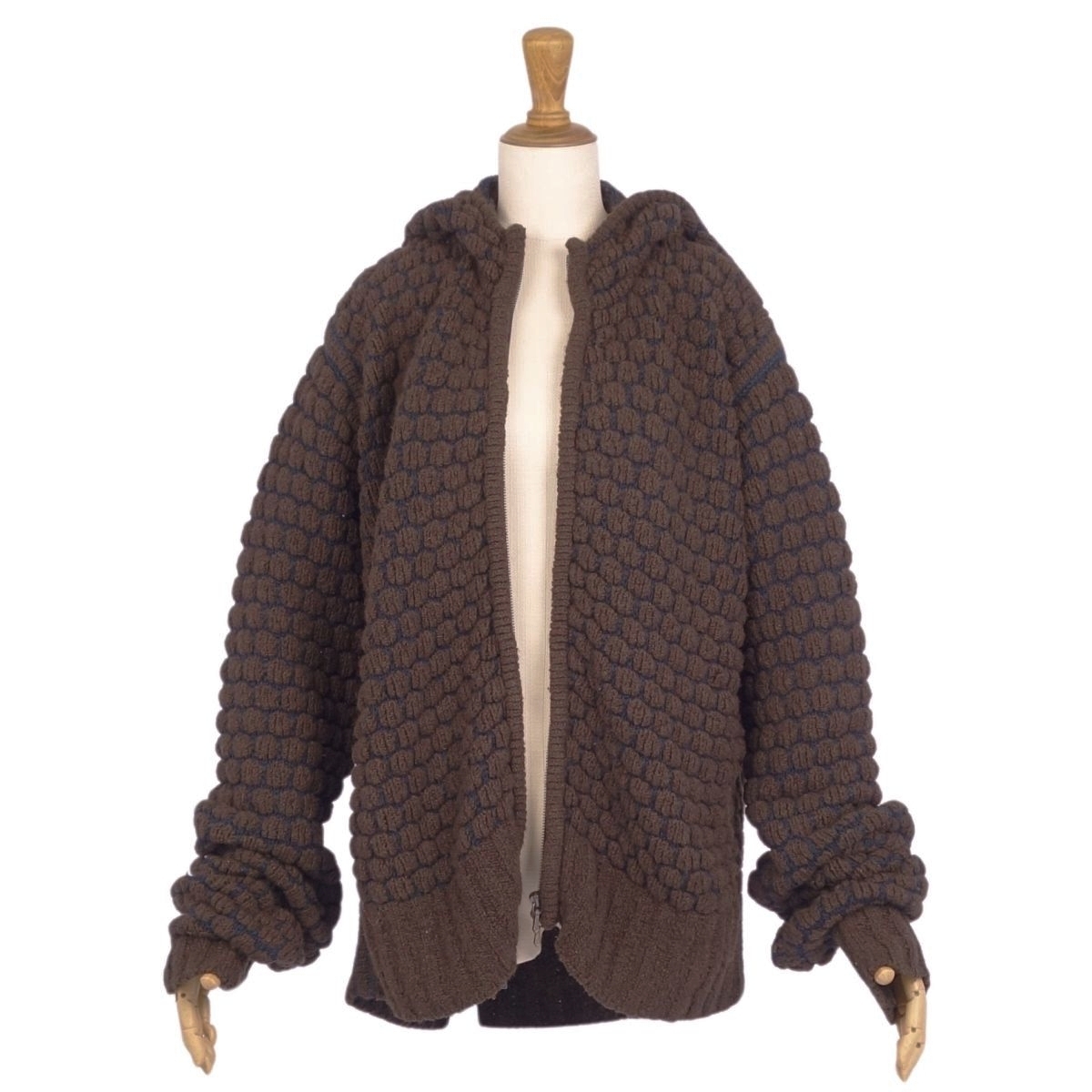 美品 エルメス HERMES パーカー ゴルチエ期 フーディー ニット カシミヤ コットン トップス レディース 36 ブラウン ce05mo-rm02e30945