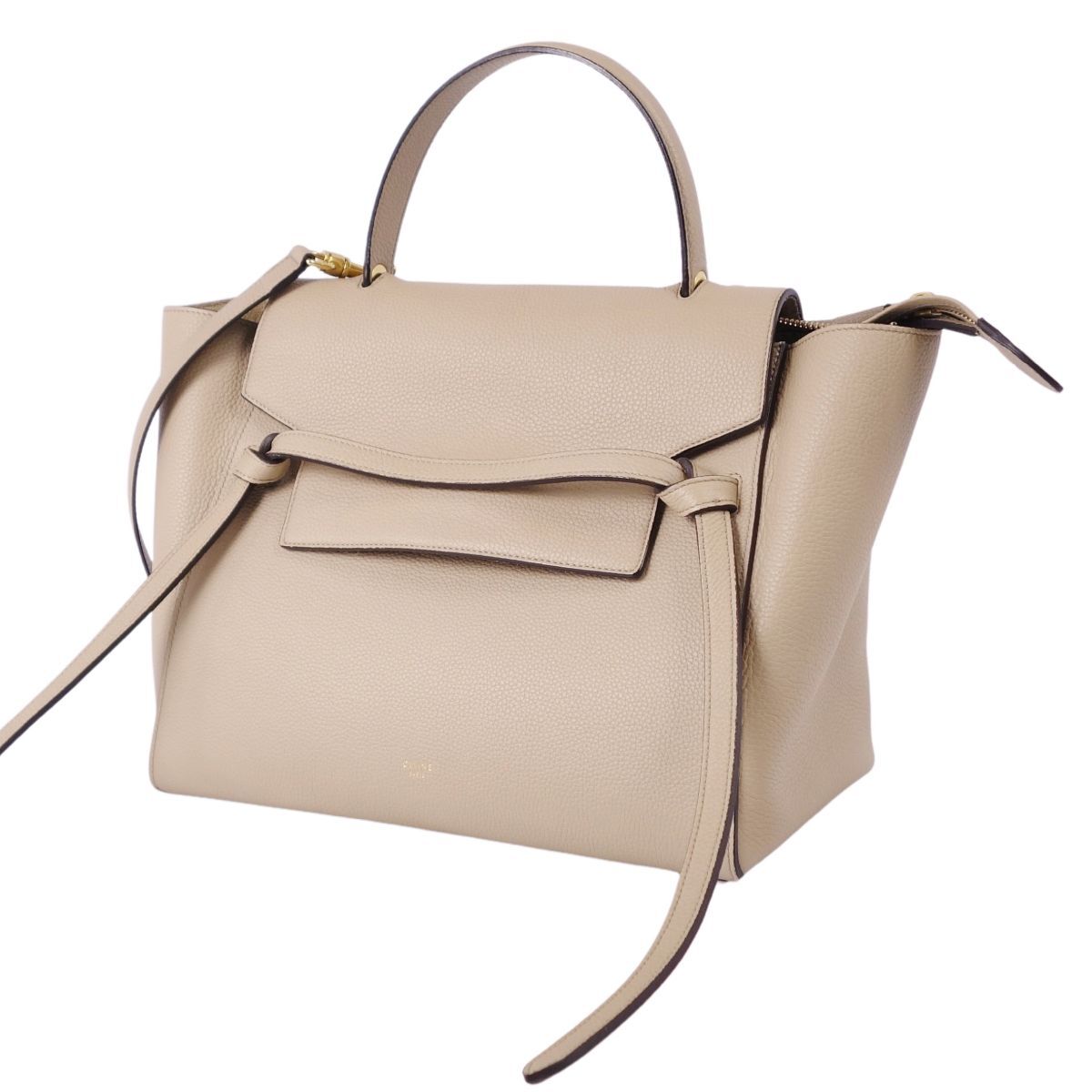 美品 セリーヌ CELINE バッグ マイクロ ベルトバッグ 2way ハンドバッグ ショルダーバッグ レザー カバン ベージュ ce04on-rm20e30687
