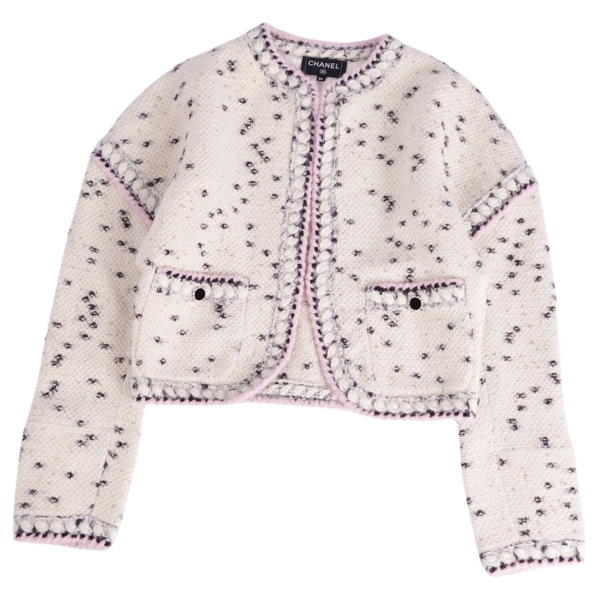 極美品 シャネル CHANEL セットアップ 21A P71044 スカートスーツ ニット カシミヤ ジャケット レディース ホワイト ce05ol-rm20e31077