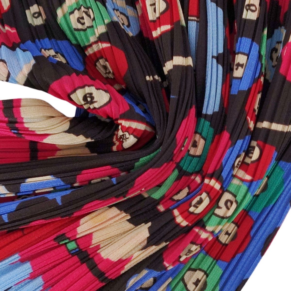 極美品 プリーツプリーズ イッセイミヤケ PLEATS PLEASE シャツ ブラウス ハイネック マフラー付き 総柄 3 マルチカラー ce04dr-rm20e30698