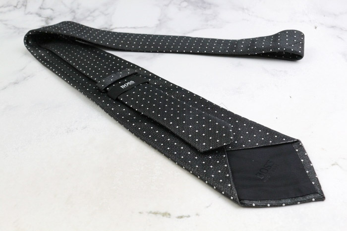 ヒューゴボス ブランド ネクタイ ドット スクエア柄 小紋柄 シルク イタリア製 PO メンズ ブラック HUGO BOSS_画像3