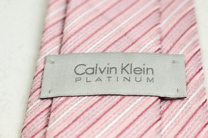 カルバンクライン ブランド ネクタイ ストライプ柄 ペンシルストライプ シルク 日本制 PO メンズ ピンク Calvin klein