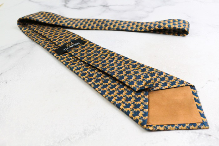 ジムトンプソン ブランド ネクタイ 総柄 動物柄 ゾウ シルク タイ製 PO メンズ ネイビー JIM THOMPSON_画像3