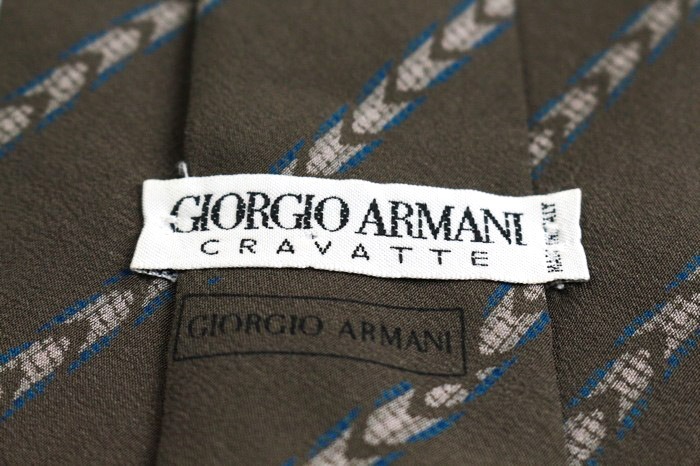 ジョルジオアルマーニ ブランド ネクタイ ストライプ柄 パネル柄 シルク イタリア制 PO メンズ カーキ GIORGIO ARMANI