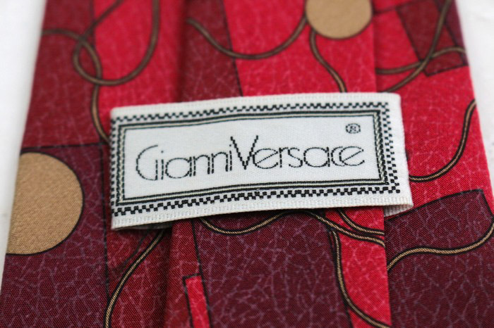 ジャンニ?ヴェルサーチ ブランド ネクタイ 総柄 ドット 格子柄 パネル柄 シルク 日本制 PO メンズ レッド Gianni Versace