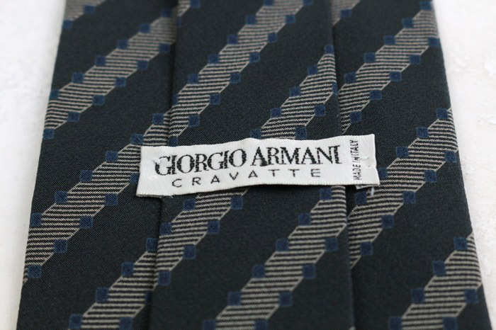 ジョルジオアルマーニ ブランド ネクタイ ストライプ柄 ドット シルク イタリア制 PO メンズ ブラック GIORGIO ARMANI
