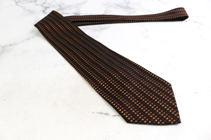 ニコル ブランド ネクタイ 格子柄 スクエア柄 シルク 日本製 PO メンズ ブラウン NICOLE_画像2