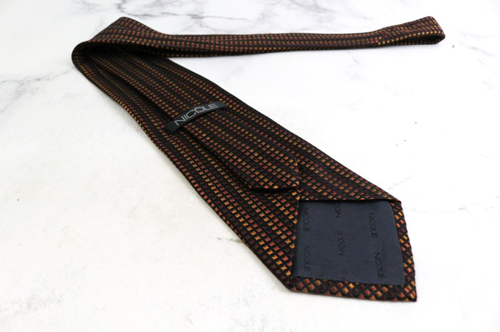 ニコル ブランド ネクタイ 格子柄 スクエア柄 シルク 日本製 PO メンズ ブラウン NICOLE_画像3