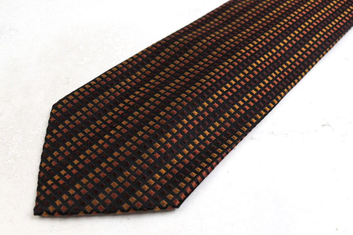 ニコル ブランド ネクタイ 格子柄 スクエア柄 シルク 日本製 PO メンズ ブラウン NICOLE_画像6