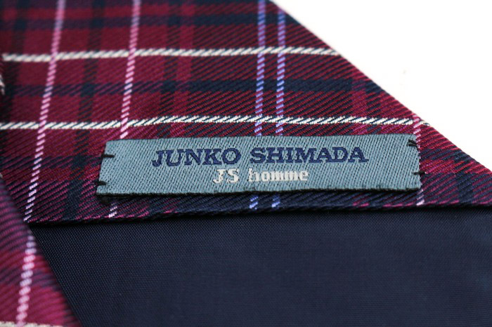  Junko Shimada бренд галстук в клетку .. рисунок шелк PO мужской wine red JUNKO SIMADA