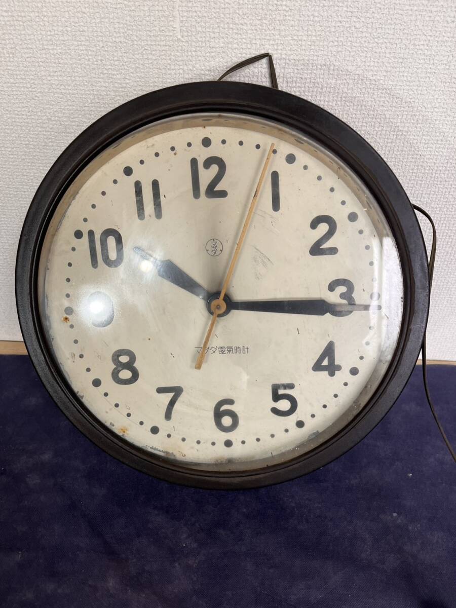 マツダ電気時計　昭和レトロ　アンティーク　掛け時計　不動　
