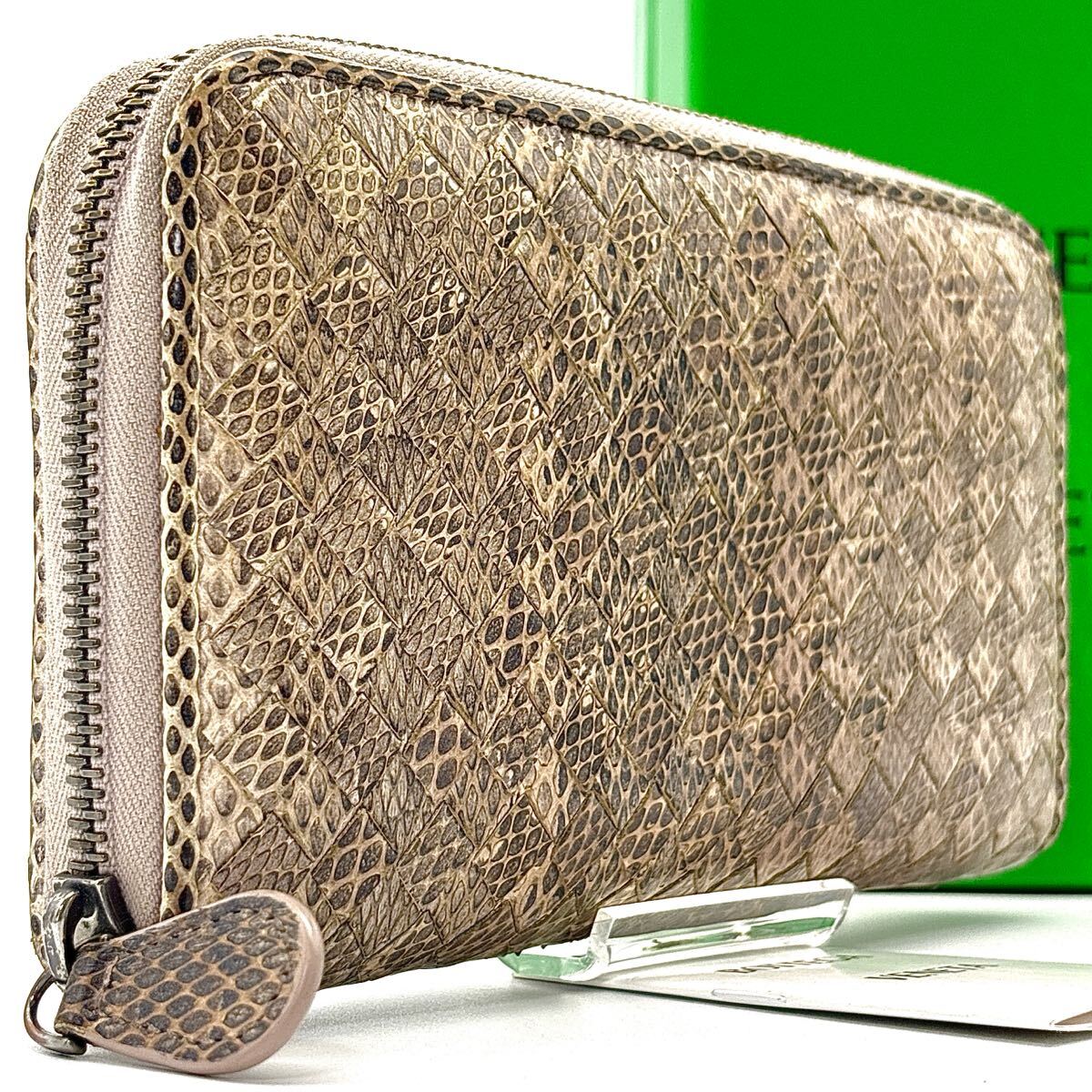 極美品◆BOTTEGA VENETA ボッテガヴェネタ 長財布 ロングウォレット イントレチャート パイソン エキゾチック レザー メンズ レディース