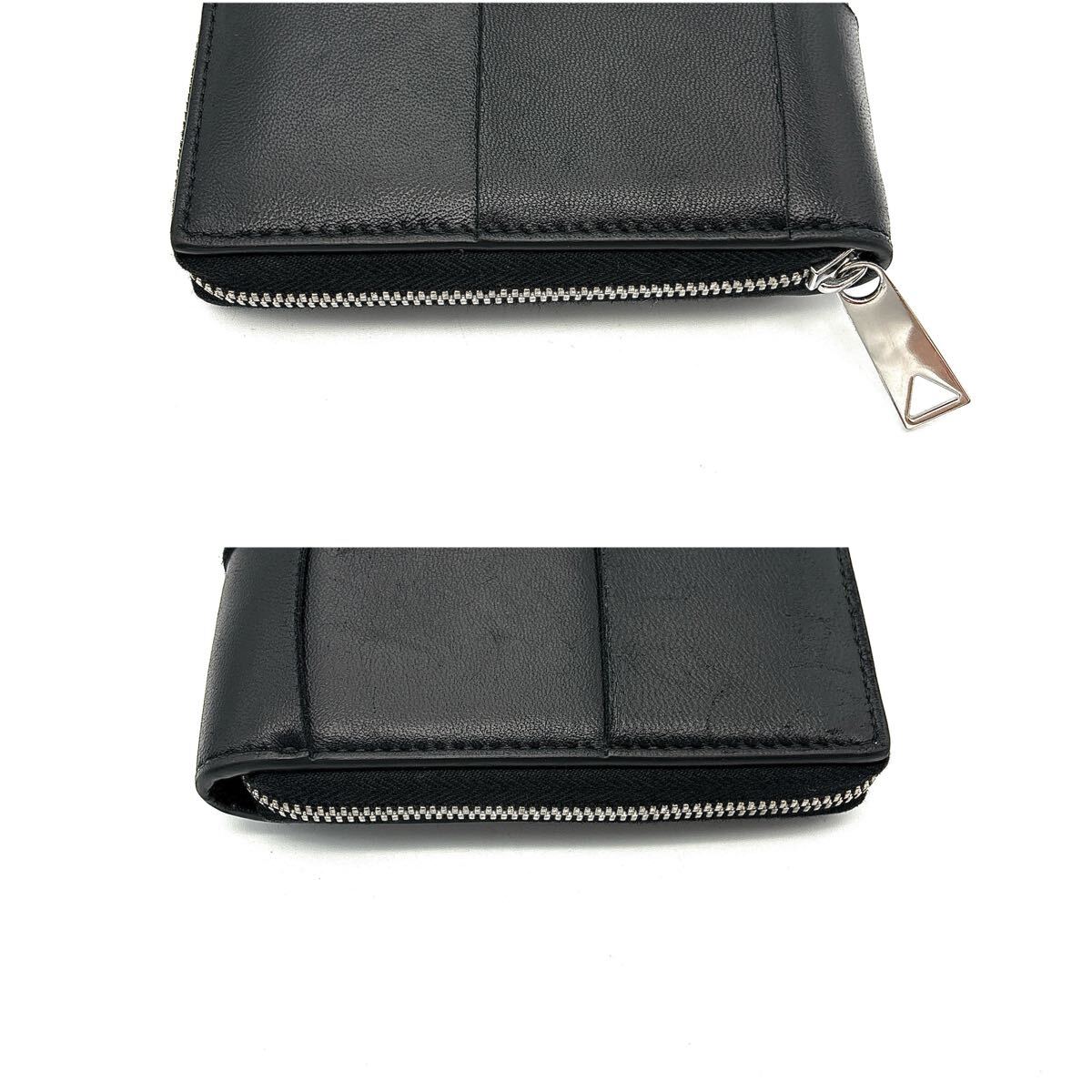 現(xiàn)行◆極美品◆BOTTEGA VENETA ボッテガヴェネタ 長財布 ロングウォレット カセット イントレチャート ラウンドファスナー ブラック メンズ