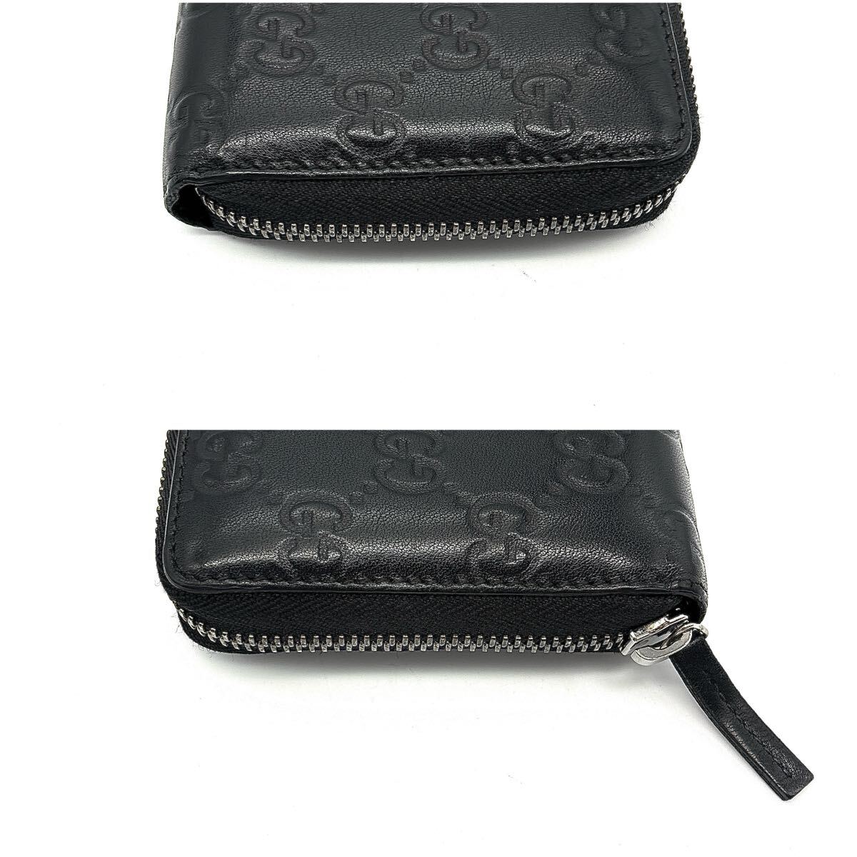 未使用級(jí)◆GUCCI グッチ 長(zhǎng)財(cái)布 ロングウォレット GGスプリーム シマ インターロッキング ラウンドファスナー ブラック メンズ