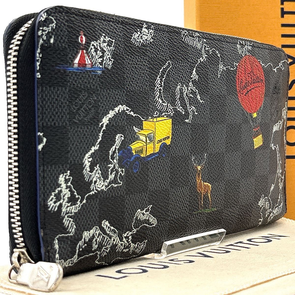 未使用級◆LOUIS VUITTON ルイヴィトン ジッピーオーガナイザーNM 長財布 ロングウォレット ダミエグラフィット マップ メンズ
