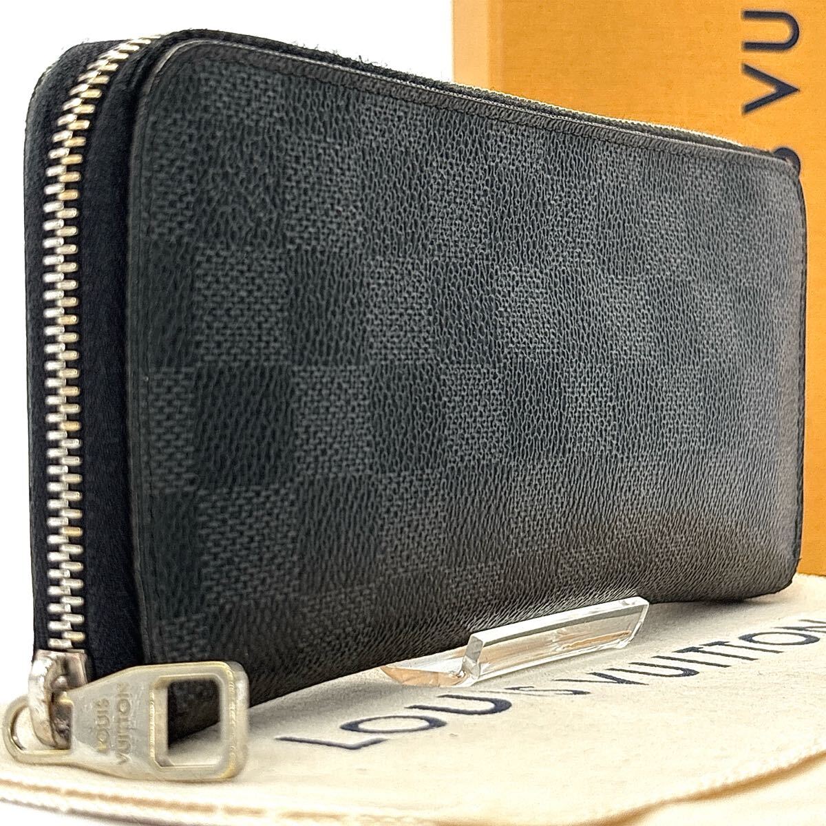 最高級◆LOUIS VUITTON ルイヴィトン ヴェルティカル ダミエグラフィット ジッピーウォレット ラウンドファスナー 長財布 ブラック メンズ