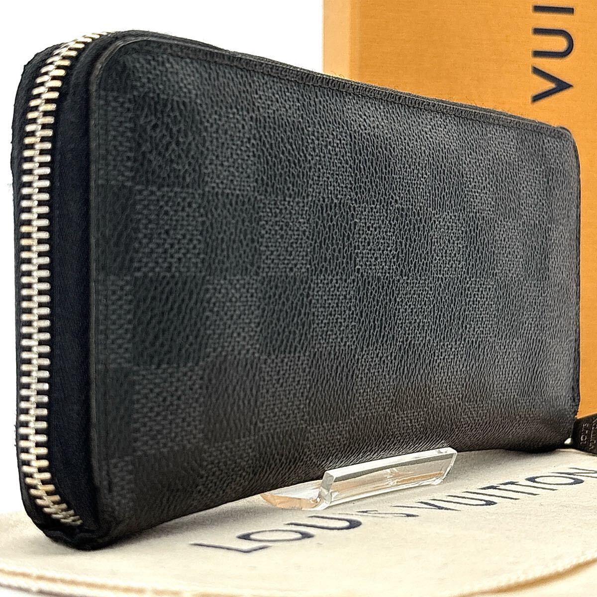 最高級◆LOUIS VUITTON ルイヴィトン ヴェルティカル ダミエグラフィット ジッピーウォレット ラウンドファスナー 長財布 ブラック メンズ