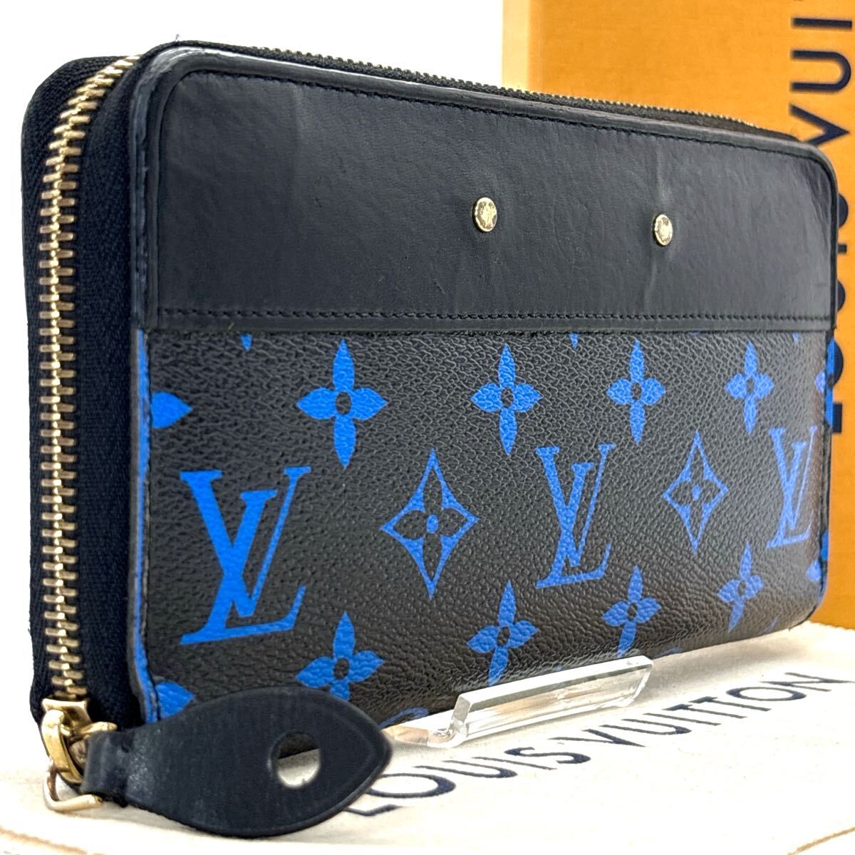 限定品◆LOUIS VUITTON ルイヴィトン ジッピーウォレット モノグラム アイコニックブルー 長財布 モノグラム ブラック ブルー メンズ