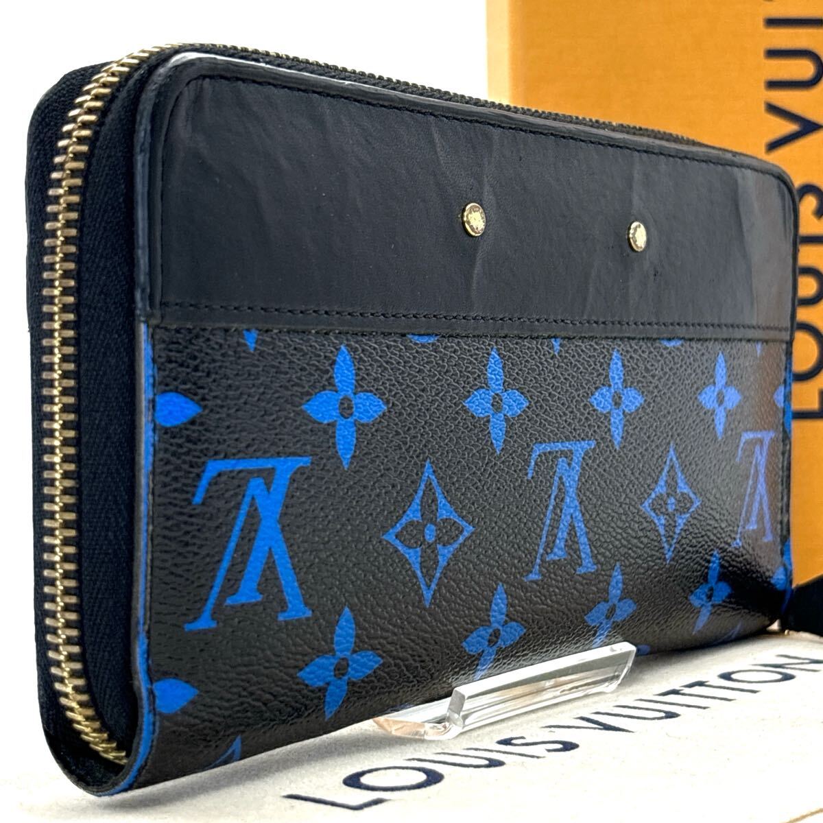 限定品◆LOUIS VUITTON ルイヴィトン ジッピーウォレット モノグラム アイコニックブルー 長財布 モノグラム ブラック ブルー メンズ