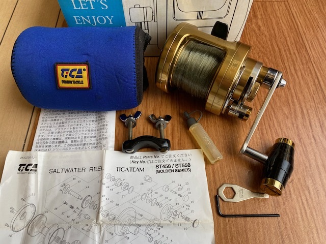 TICA TEAM ST 458両軸リール 黒と金・超美品 TICA TEAM ST