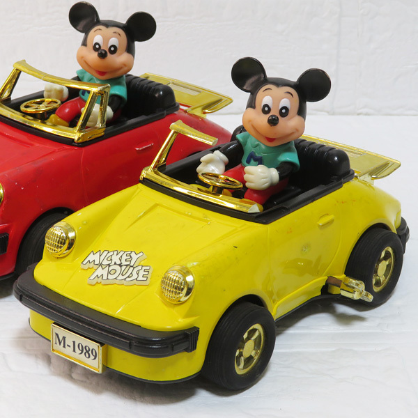 [ игрушка б/у б/у товар товар ] подлинная вещь : Vintage : Masudaya : Disney Mickey Mouse zen мой пробег жестяная пластина. Porsche 2 шт. комплект : недостача иметь 