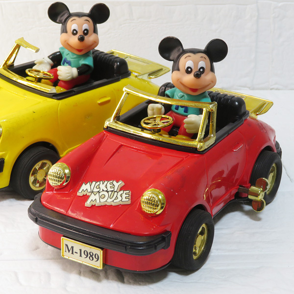 [ игрушка б/у б/у товар товар ] подлинная вещь : Vintage : Masudaya : Disney Mickey Mouse zen мой пробег жестяная пластина. Porsche 2 шт. комплект : недостача иметь 