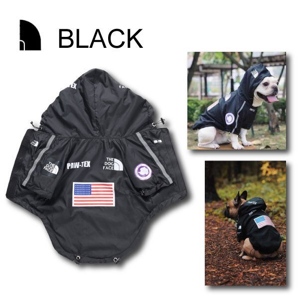 送料無料 USA 犬用ウインドブレーカー レインコート 選べるカラー/サイズ THE DOG FACE ペットウエア 星條旗 アメリカ 犬 服 パロディ スタ