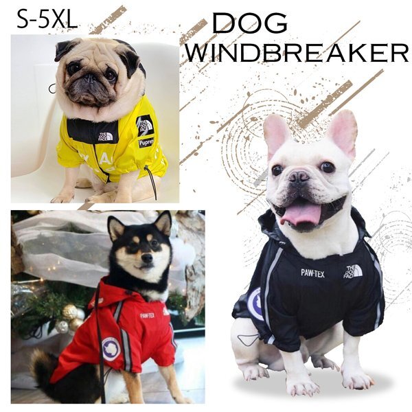 送料無料 USA 犬用ウインドブレーカー レインコート 選べるカラー/サイズ THE DOG FACE ペットウエア 星條旗 アメリカ 犬 服 パロディ スタ