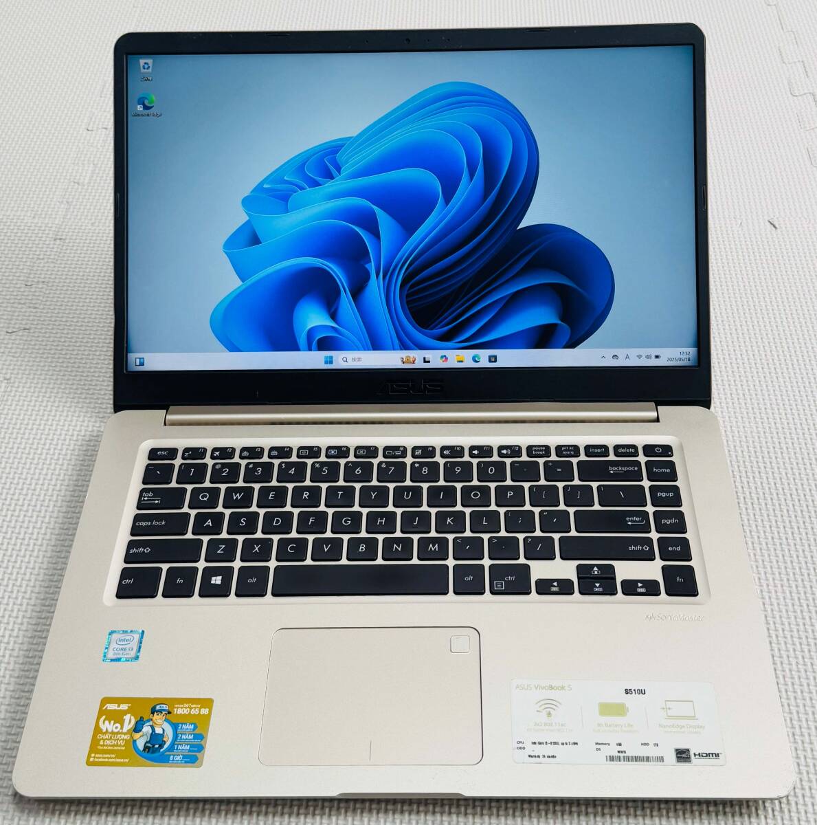 フルHD 15.6型 Asus VivoBook S15 S510UA ★ Core i3-8130U メモリ8GB SSD 256GB+HDD500GB カメラ Type-C テンキー Windows11 office2019